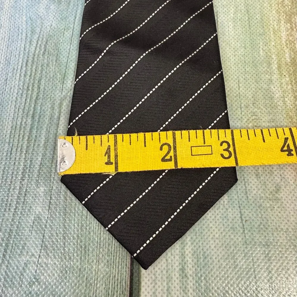 Armani Collezioni Silk Tie Black And White Stripe Men's Necktie Made in Itally